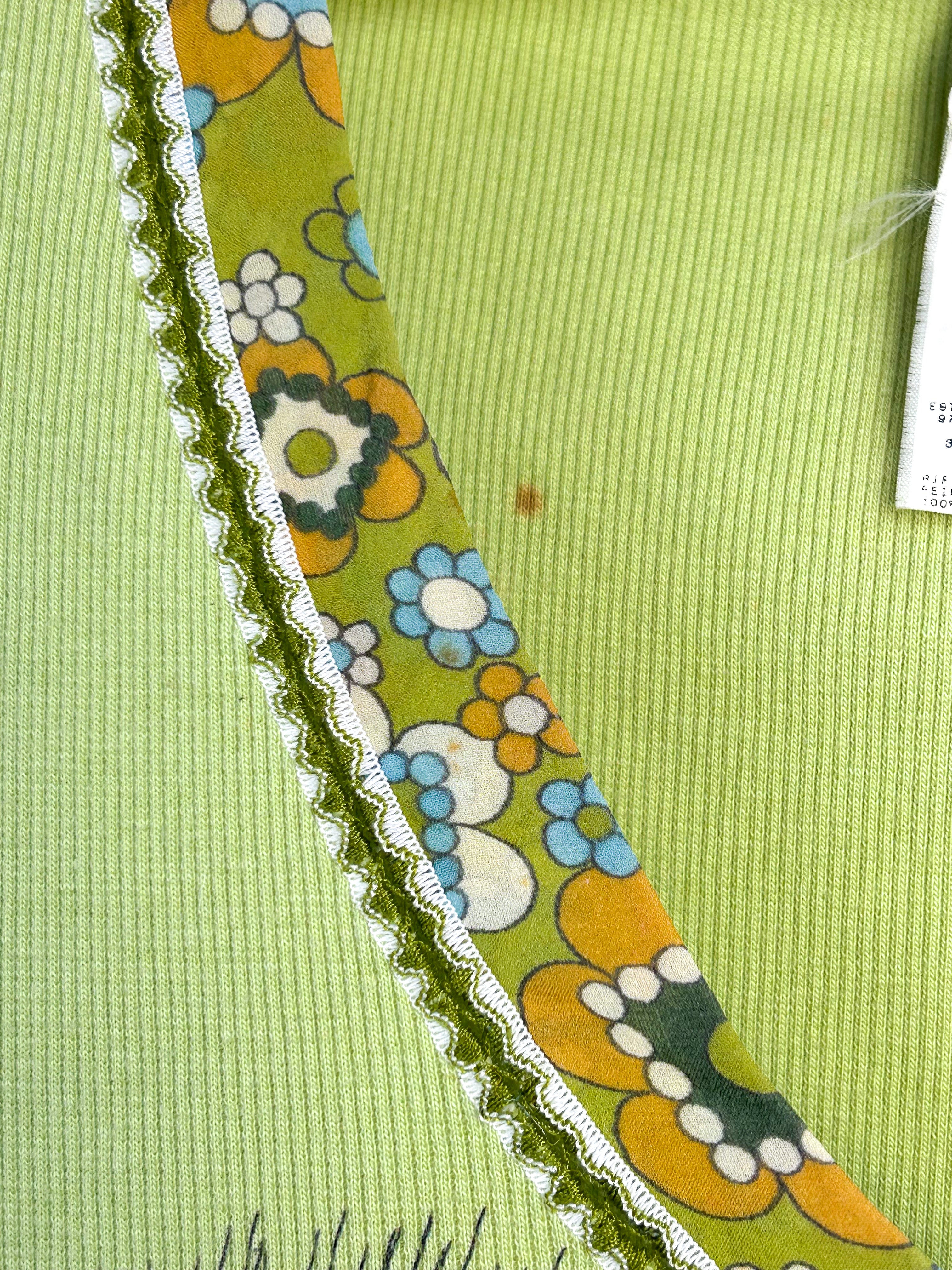 D&G Dolce & Gabbana 2000s Lime Green Croissant Graphic Top - As Is - XS/S