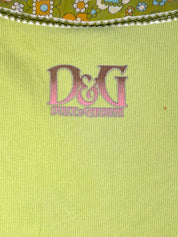 D&G Dolce & Gabbana 2000s Lime Green Croissant Graphic Top - As Is - XS/S