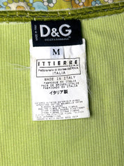 D&G Dolce & Gabbana 2000s Lime Green Croissant Graphic Top - As Is - XS/S
