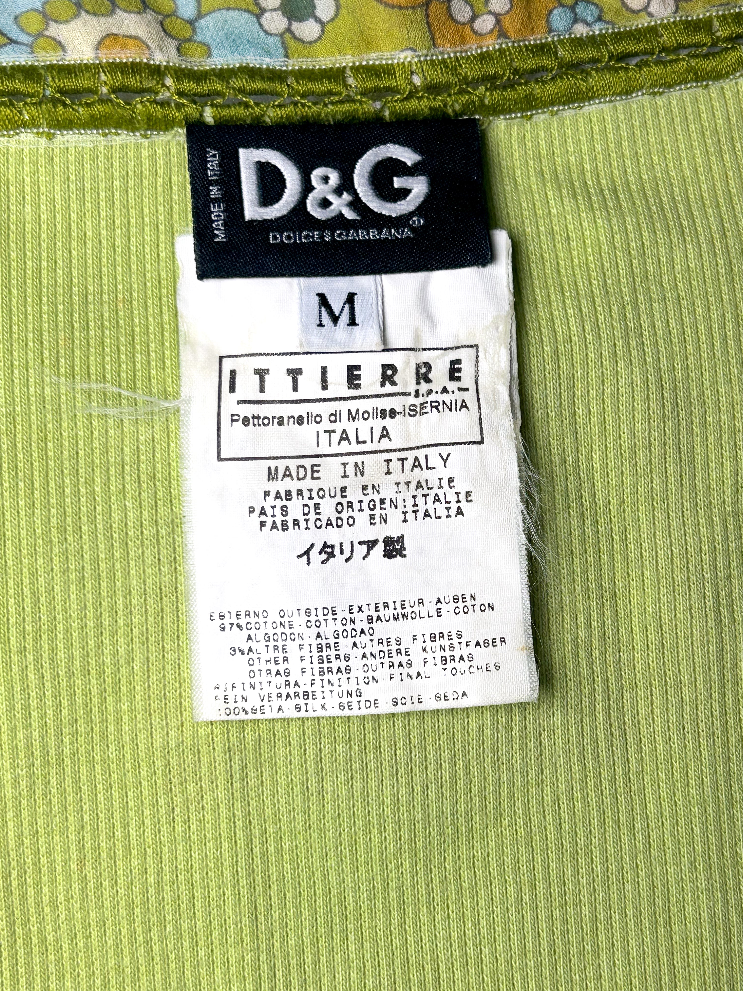 D&G Dolce & Gabbana 2000s Lime Green Croissant Graphic Top - As Is - XS/S