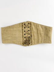 2000s Beige Studded Lace-Up Corset Belt - S/M