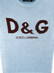 D&G Dolce & Gabbana 2000s Light Blue Logo Knit Top - XS