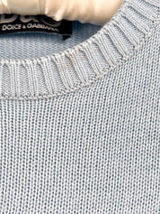 D&G Dolce & Gabbana 2000s Light Blue Logo Knit Top - XS