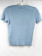 D&G Dolce & Gabbana 2000s Light Blue Logo Knit Top - XS