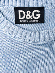 D&G Dolce & Gabbana 2000s Light Blue Logo Knit Top - XS