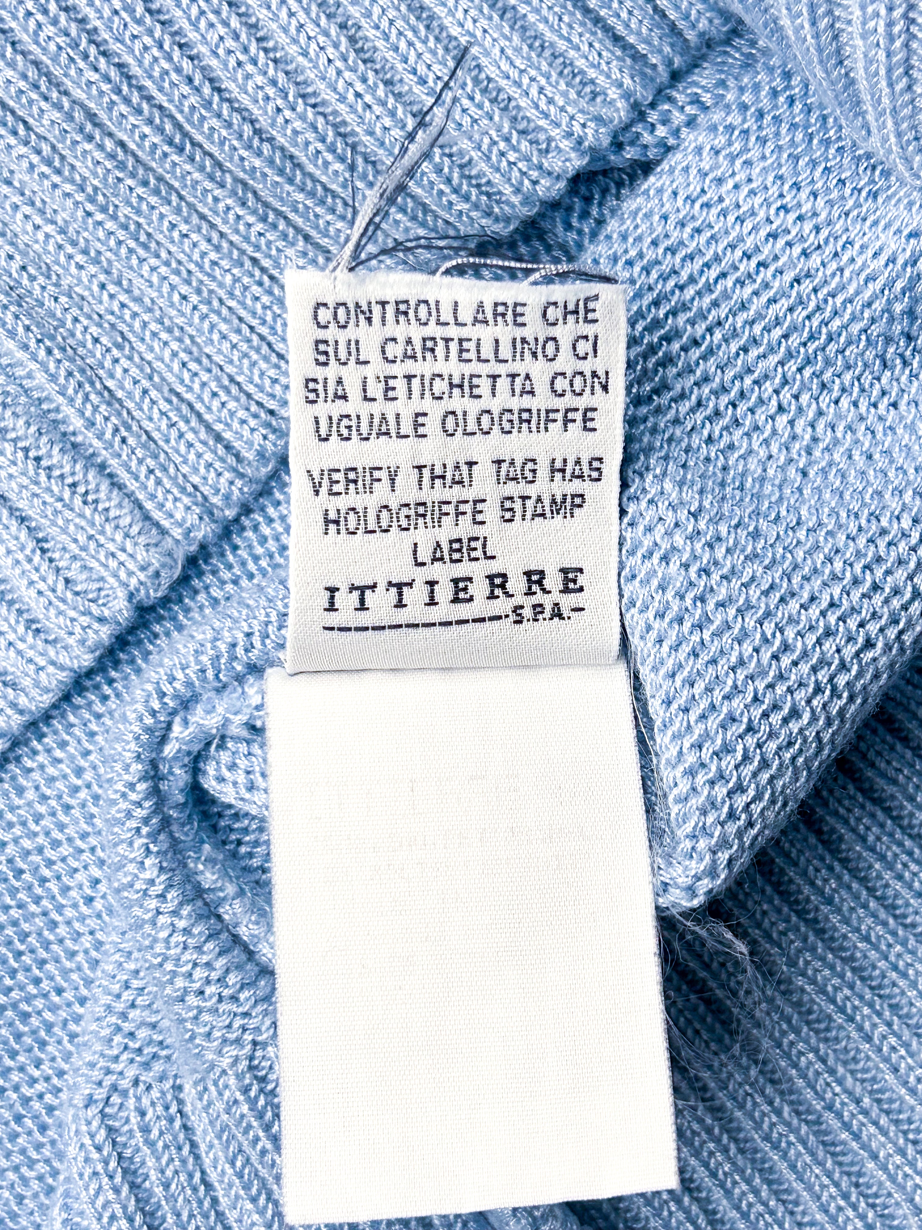 D&G Dolce & Gabbana 2000s Light Blue Logo Knit Top - XS