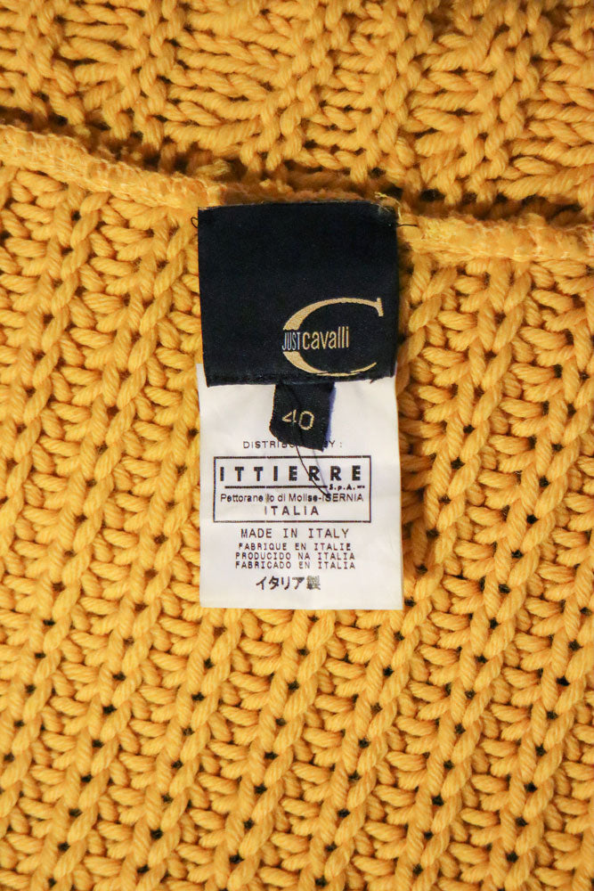 Just Cavalli Yellow Wool Knit Ruffle Cardigan