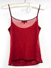 Luisa Spagnoli 2000s Red Beaded Floral Cami Top - S/M
