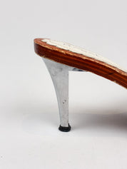 RABAL 2000s White Leather Studded Wood Sole Mules - As Is - 39