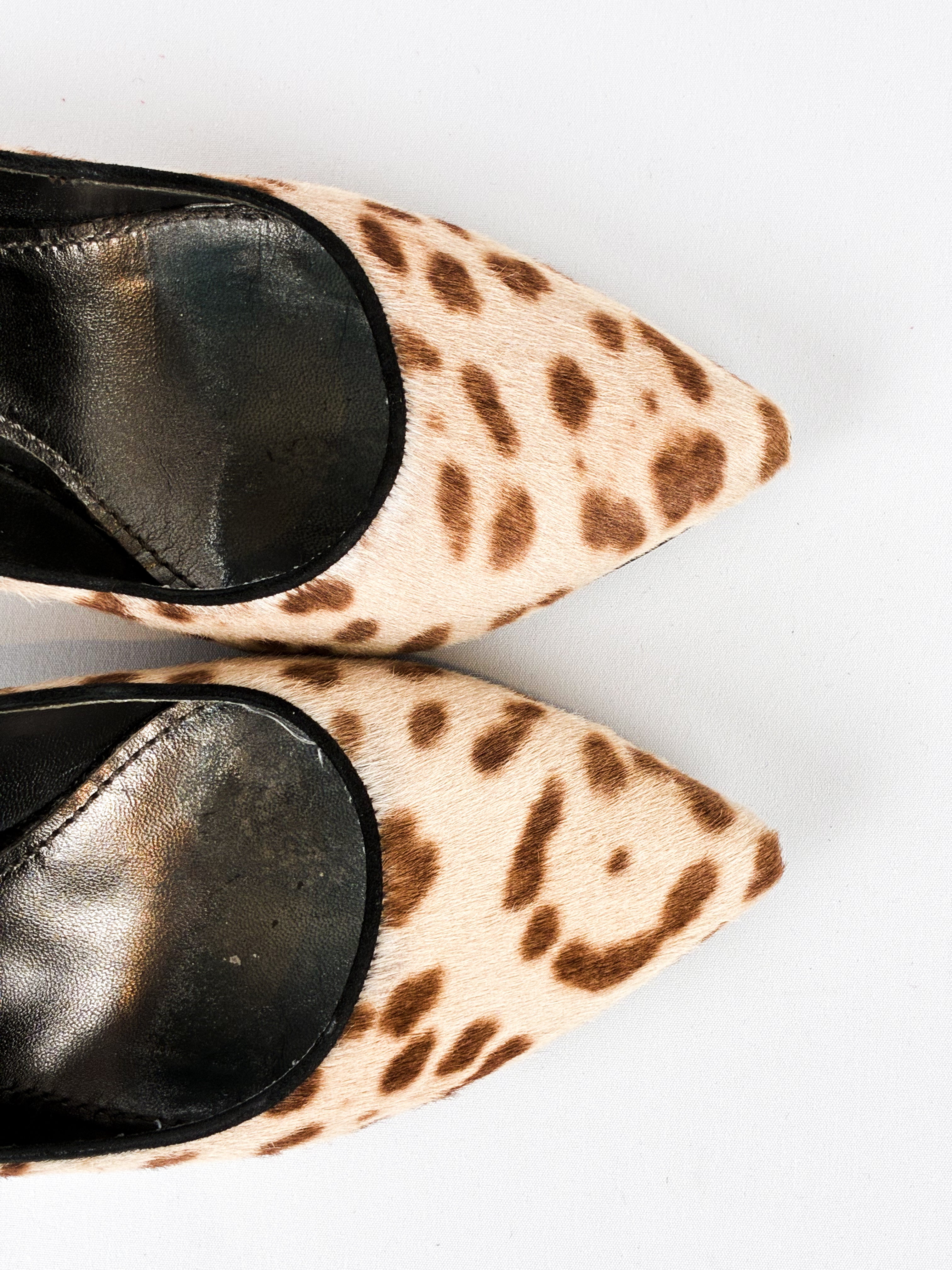 Dolce & Gabbana 2000s Leopard Calf Hair Pointed Toe Pumps - EU 38.5 / US 8