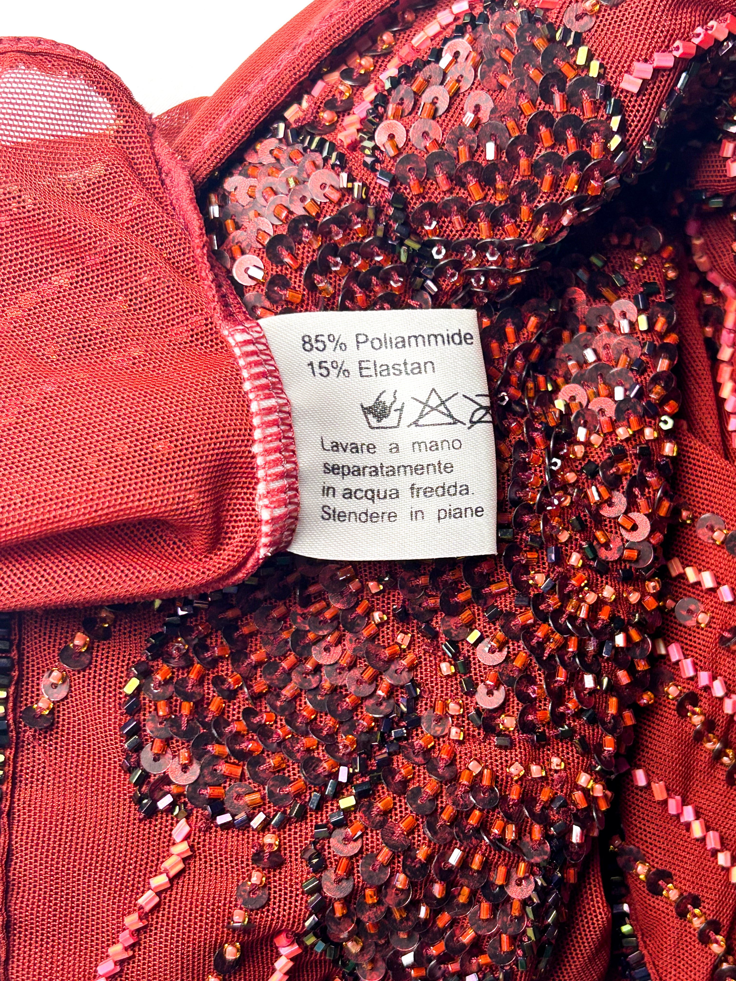 Luisa Spagnoli 2000s Red Beaded Floral Cami Top - S/M