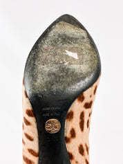 Dolce & Gabbana 2000s Leopard Calf Hair Pointed Toe Pumps - EU 38.5 / US 8