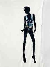 Miss Sixty 2000s White Rhinestone Silhouette Tank - S/M