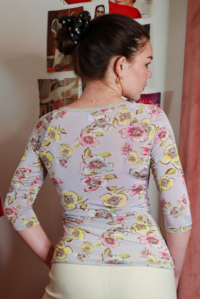 Blumarine Lilac Floral Wrap Top