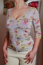 Blumarine Lilac Floral Wrap Top