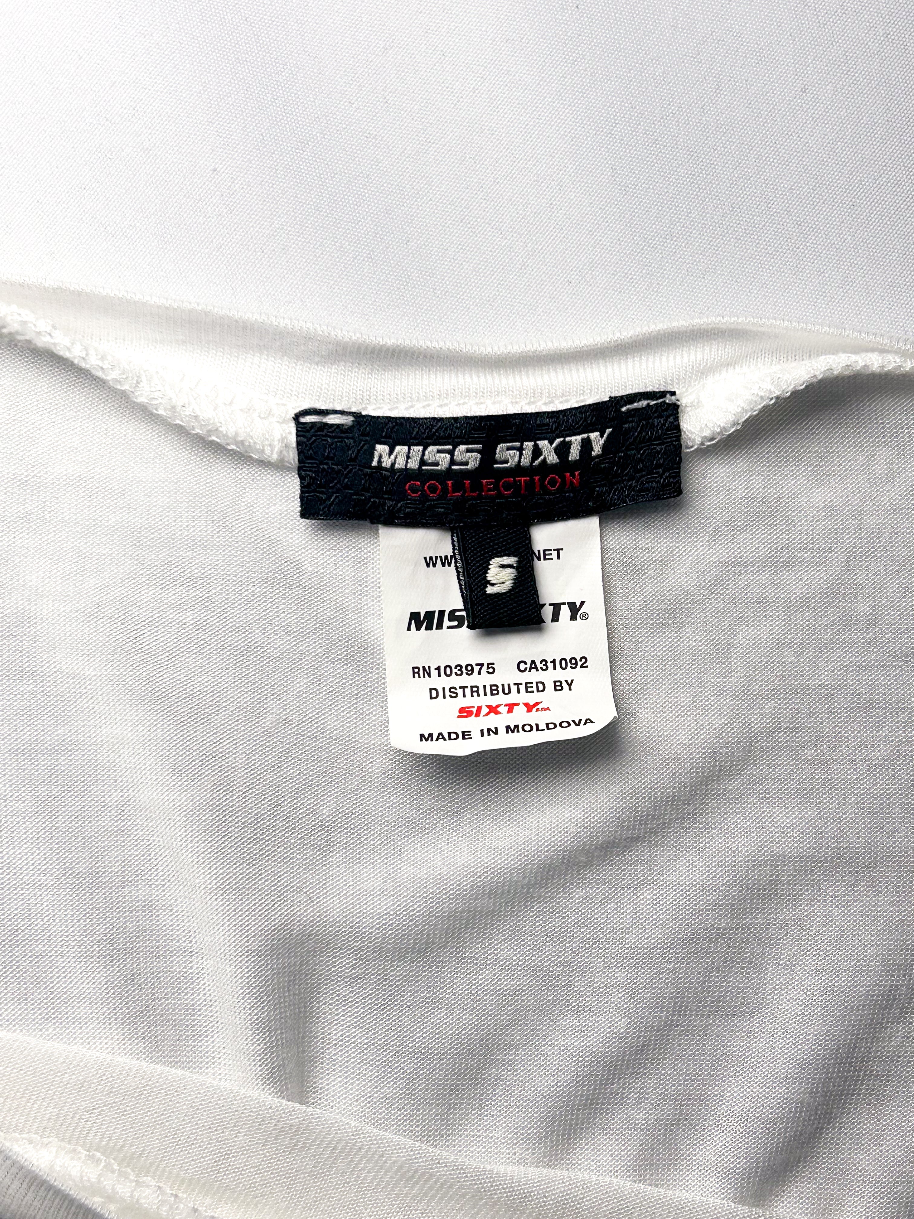 Miss Sixty 2000s White Rhinestone Silhouette Tank - S/M