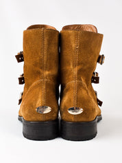 Jimmy Choo Tan Suede Buckle Biker Ankle Boots - EU 40.5 / US 9.5