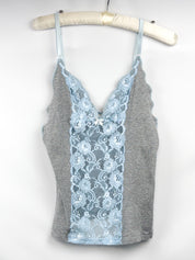 D&G Dolce & Gabbana 2000s Grey & Blue Lace Cami Top - M/L