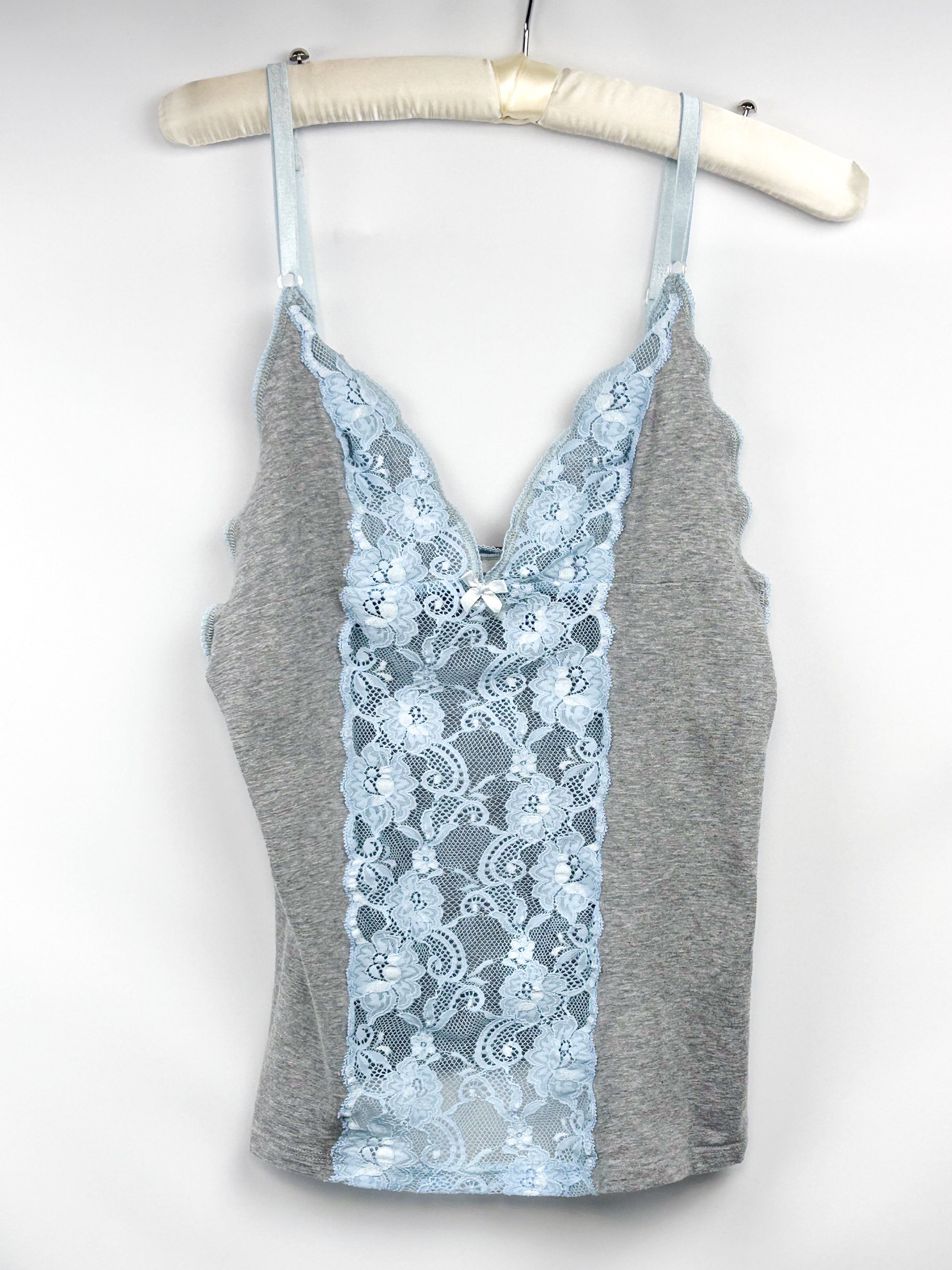 D&G Dolce & Gabbana 2000s Grey & Blue Lace Cami Top - M/L