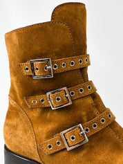 Jimmy Choo Tan Suede Buckle Biker Ankle Boots - EU 40.5 / US 9.5