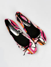 Chico's 2000s Pink Swirl Print Satin Ballet Flats - 8