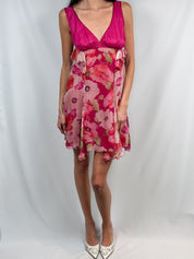 Blumarine 2000s Pink Floral Silk Dress - S