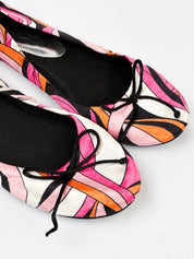 Chico's 2000s Pink Swirl Print Satin Ballet Flats - 8