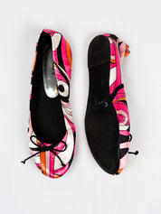 Chico's 2000s Pink Swirl Print Satin Ballet Flats - 8
