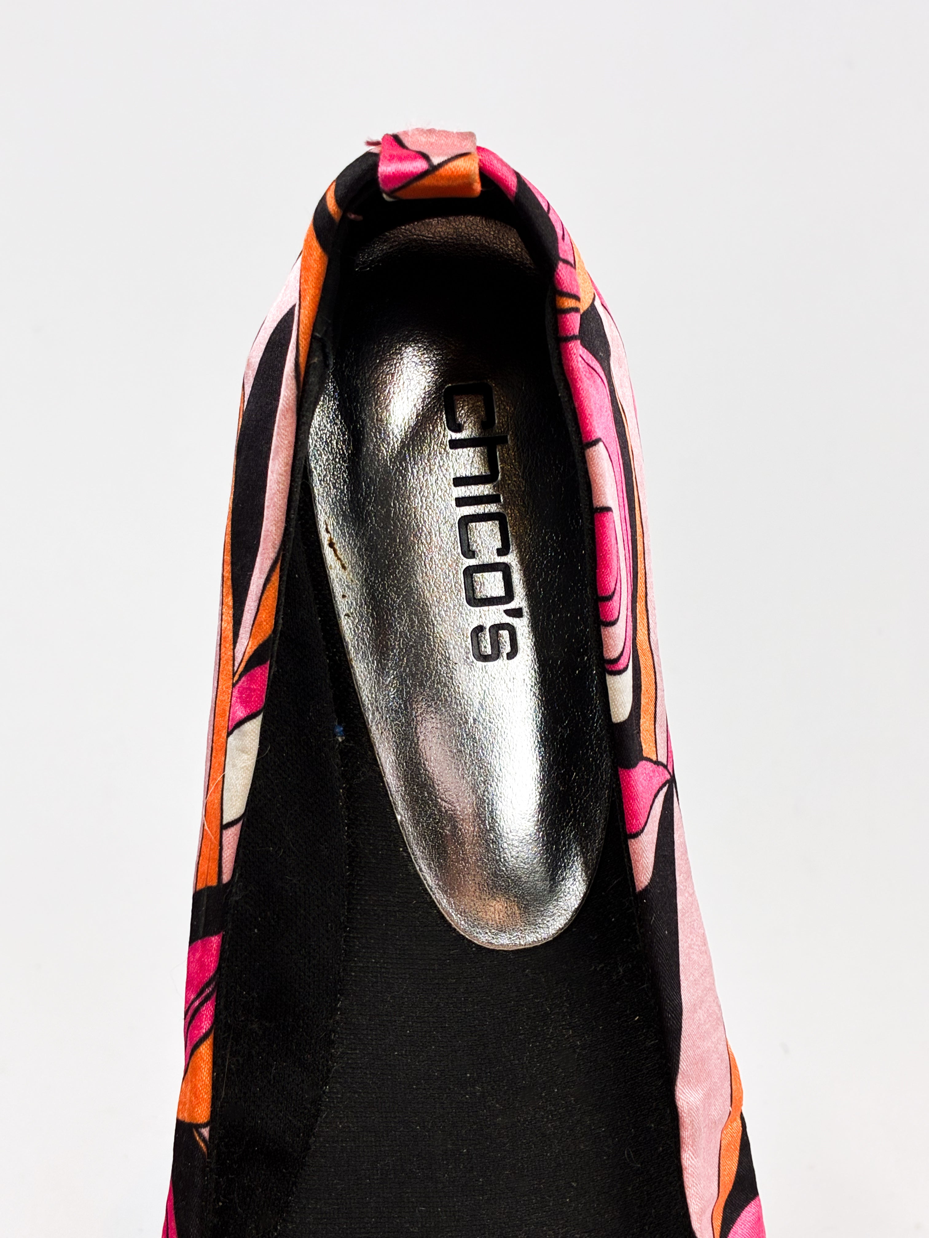 Chico's 2000s Pink Swirl Print Satin Ballet Flats - 8