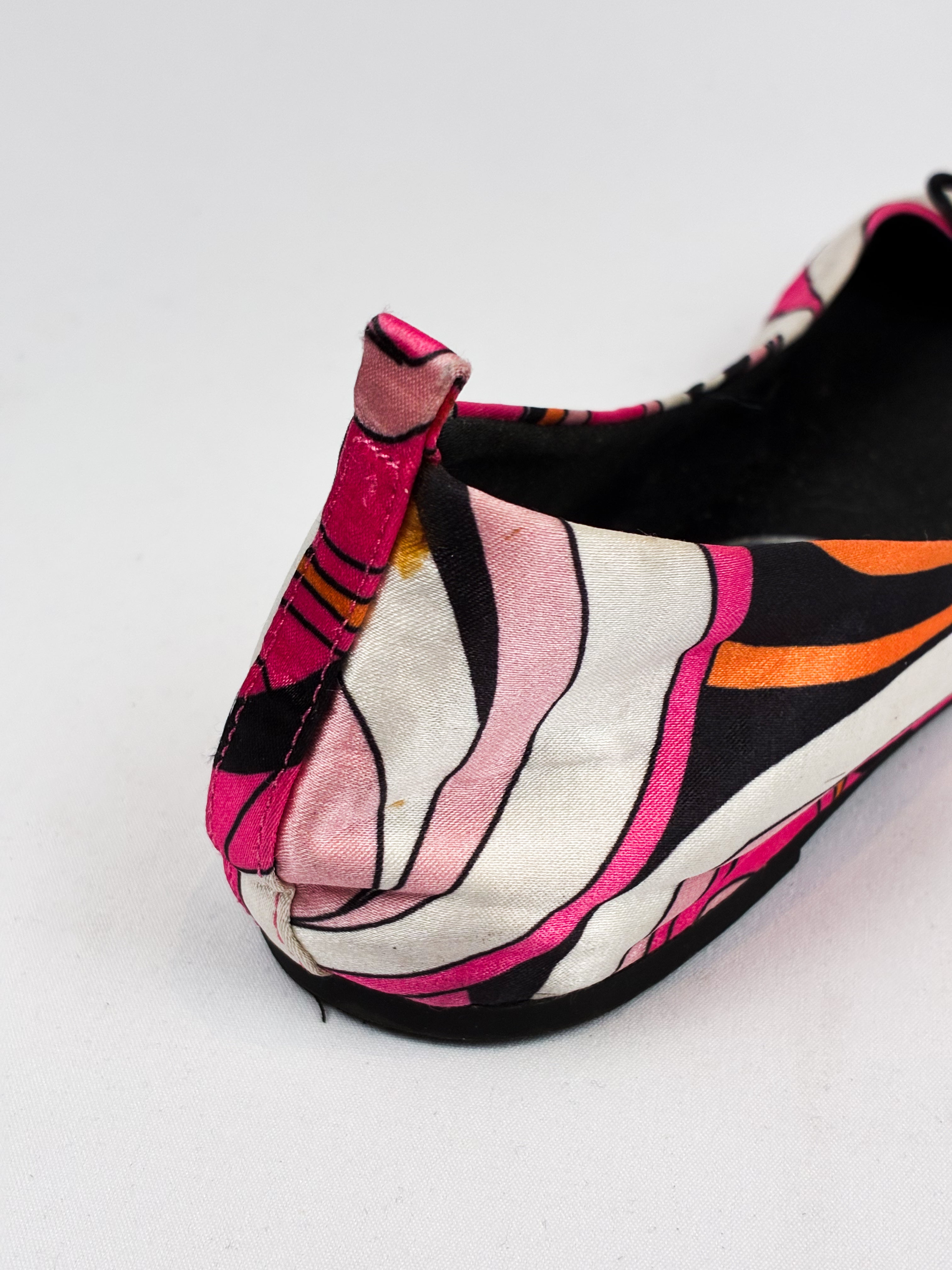 Chico's 2000s Pink Swirl Print Satin Ballet Flats - 8