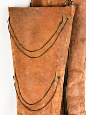 Machine by Bassico 2000s Brown Suede Chain-Draped Knee-High Boots - EU 40