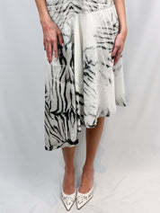 Just Cavalli 2000s White Tiger Print Asymmetric Halter Midi Dress - M/L