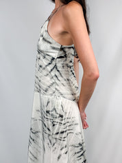 Just Cavalli 2000s White Tiger Print Asymmetric Halter Midi Dress - M/L