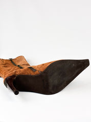 Machine by Bassico 2000s Brown Suede Chain-Draped Knee-High Boots - EU 40