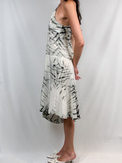 Just Cavalli 2000s White Tiger Print Asymmetric Halter Midi Dress - M/L