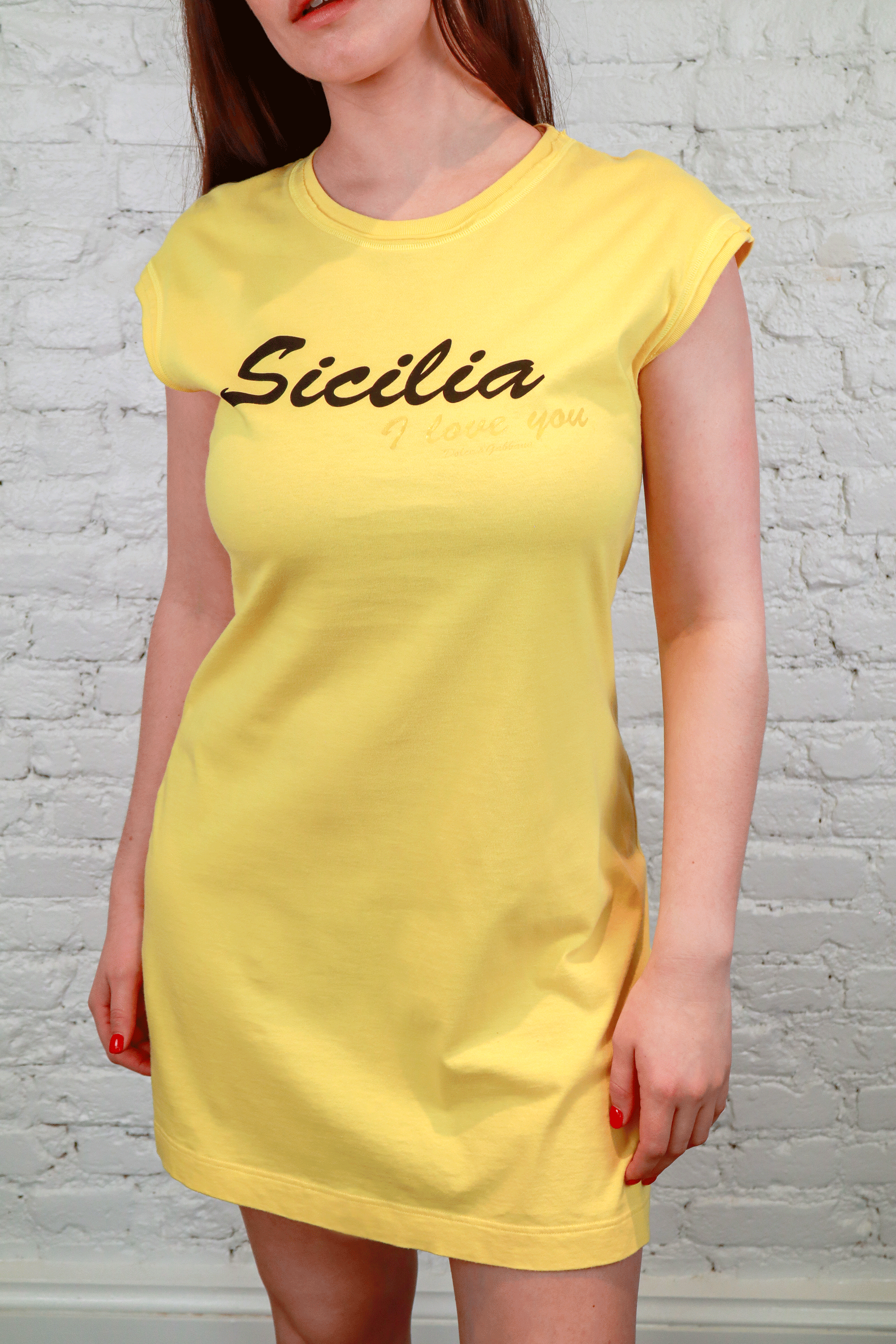D&G "Sicilia I Love You" Yellow Tee Dress