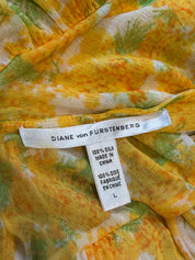 Diane von Furstenberg 2000s Yellow Floral Silk Babydoll Cami - M/L