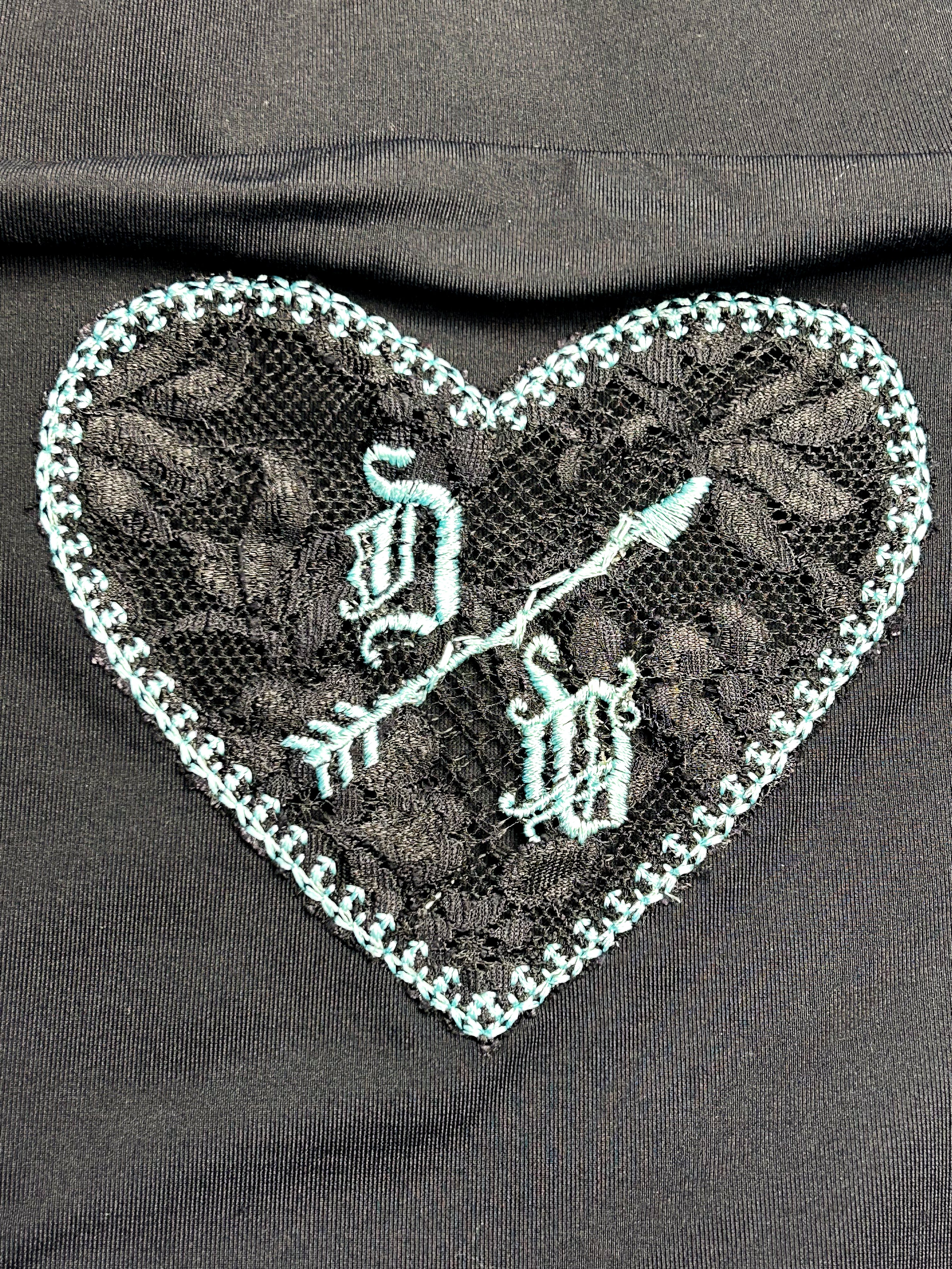 Versace 2000s Black Lace Heart Bustier Cami - XS