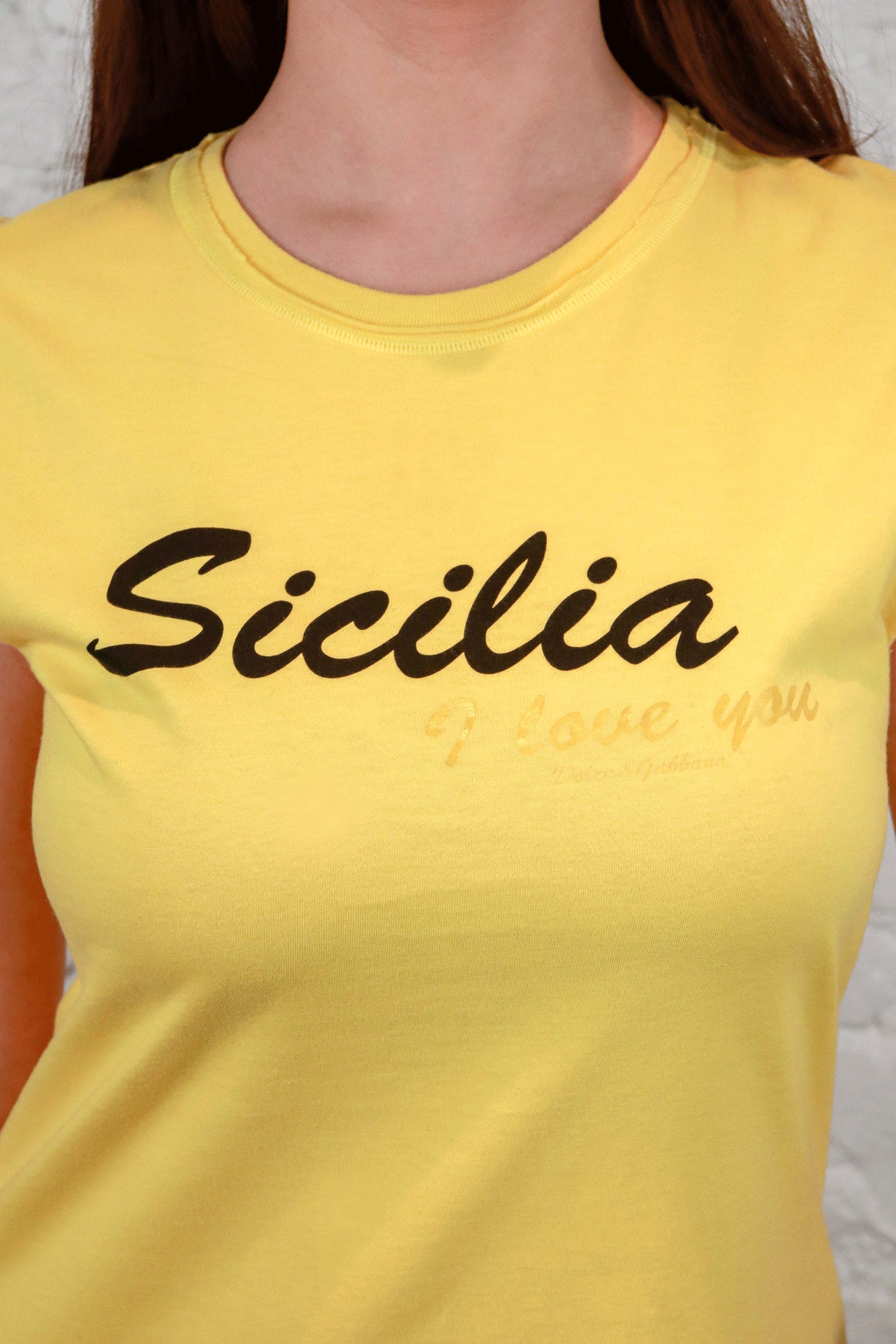 D&G "Sicilia I Love You" Yellow Tee Dress