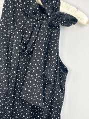 Flavio Castellani 2000s Black Polka Dot Silk Bow Blouse - S/M