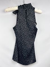 Flavio Castellani 2000s Black Polka Dot Silk Bow Blouse - S/M