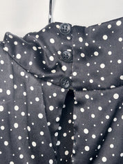 Flavio Castellani 2000s Black Polka Dot Silk Bow Blouse - S/M