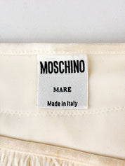 Moschino Mare 1990s Cream Satin Tiered Fringe Bikini Set - S/M