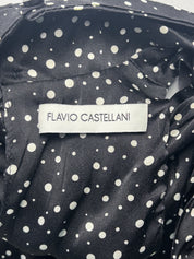 Flavio Castellani 2000s Black Polka Dot Silk Bow Blouse - S/M