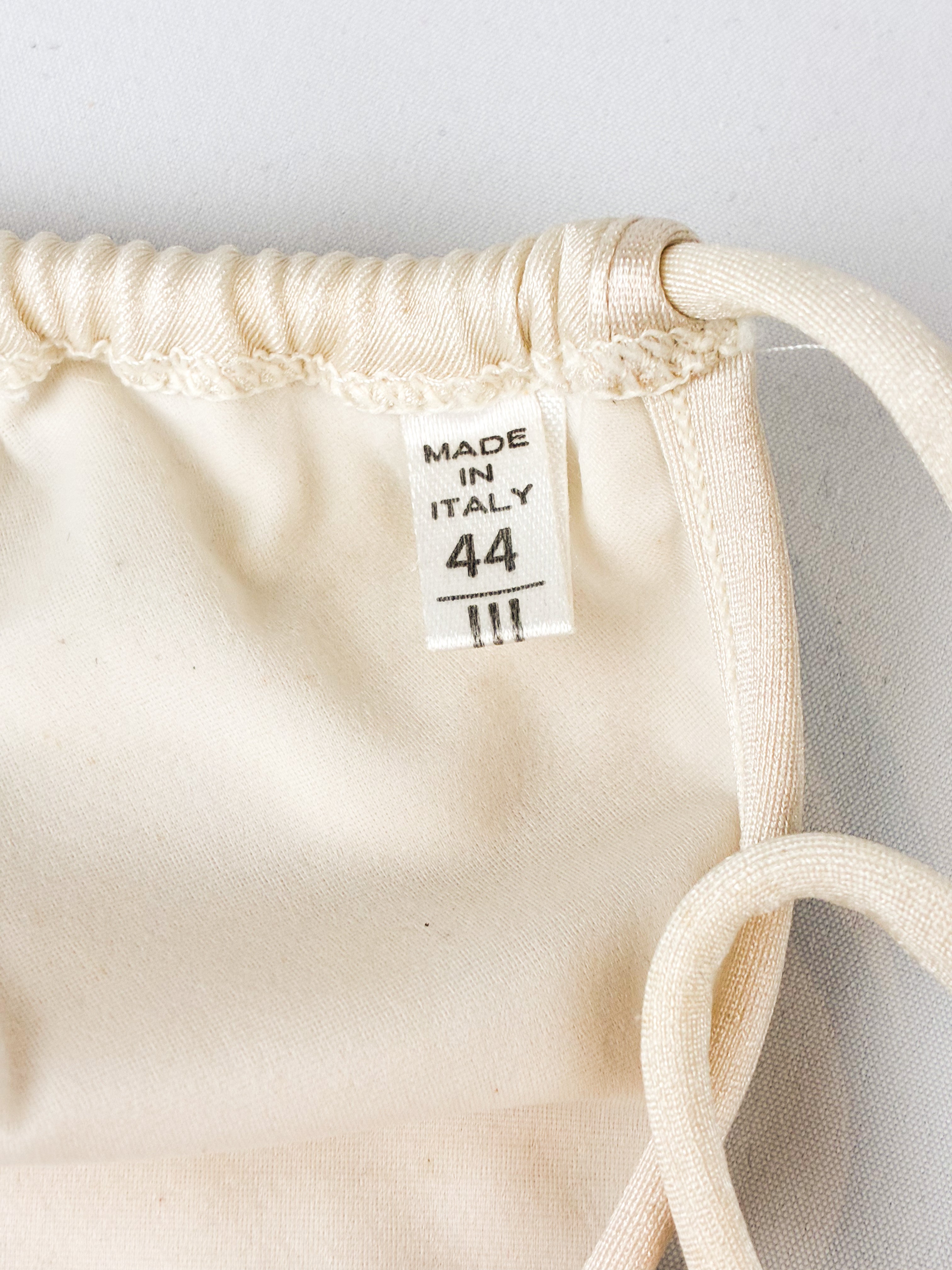 Moschino Mare 1990s Cream Satin Tiered Fringe Bikini Set - S/M