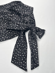 Flavio Castellani 2000s Black Polka Dot Silk Bow Blouse - S/M