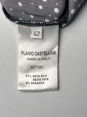 Flavio Castellani 2000s Black Polka Dot Silk Bow Blouse - S/M