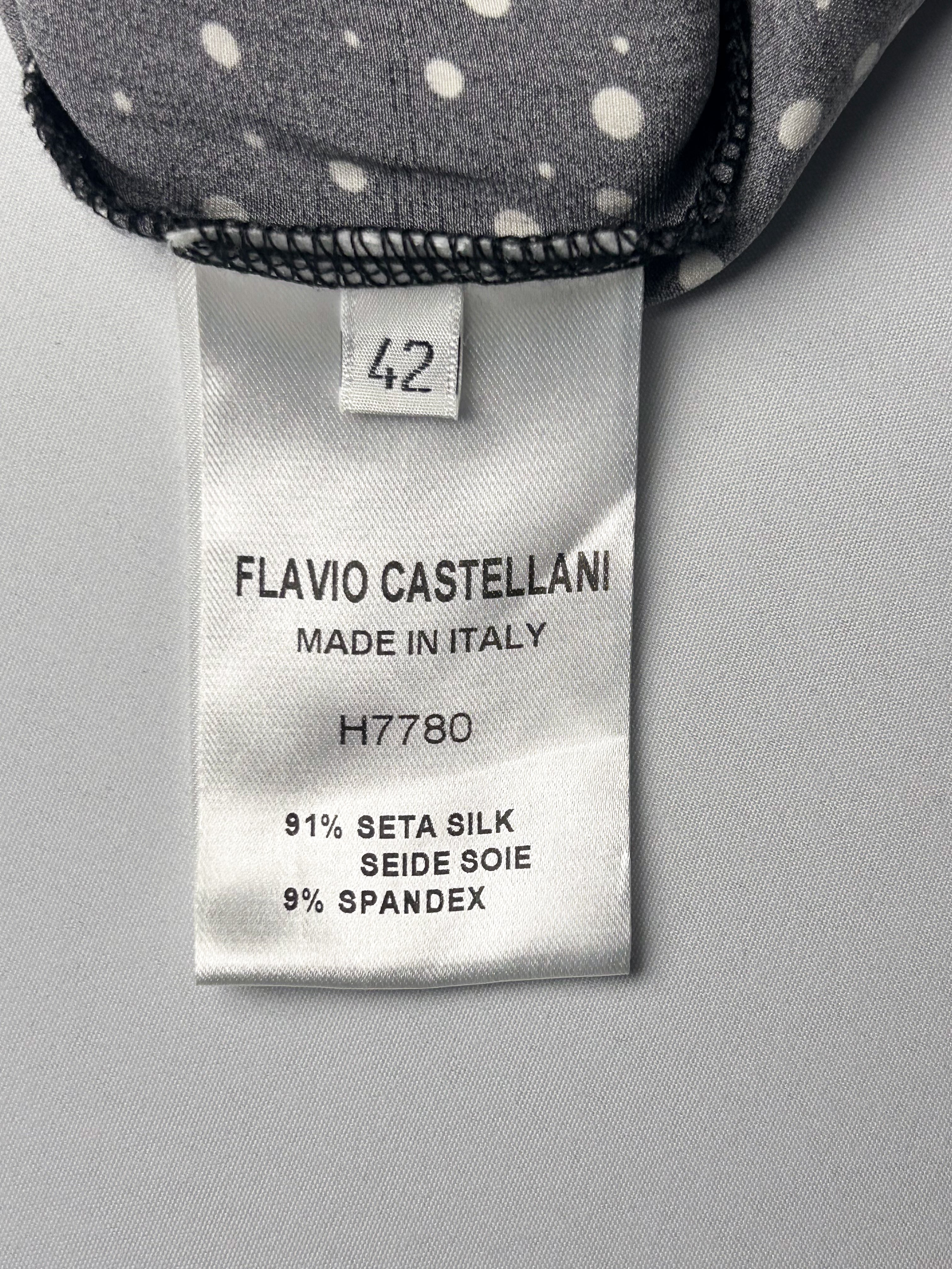 Flavio Castellani 2000s Black Polka Dot Silk Bow Blouse - S/M