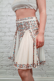 D&G White Sequin Floral Skirt