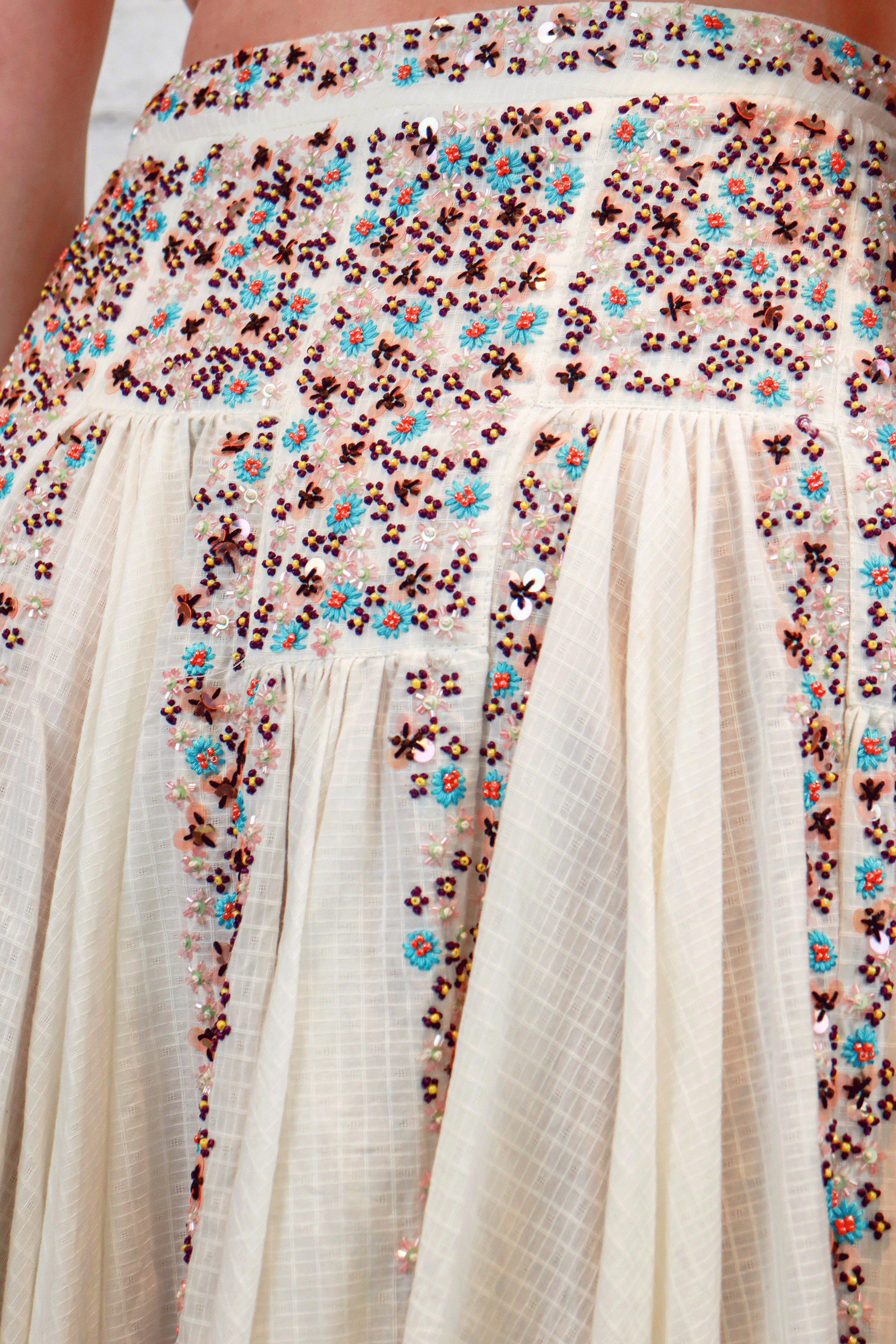 D&G White Sequin Floral Skirt